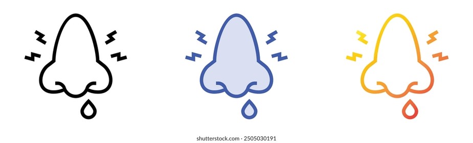 nose icon. Linear, Blue Fill and Gradient Style Design Isolated On White Background