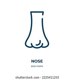 Nose icon. Linear vector illustration from body parts collection. Outline nose icon vector. Thin line symbol for use on web and mobile apps, logo, print media.