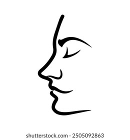 Nose icon or modern line symbol. Vector line art and icon design with bold outline. Black and white Pixel Perfect minimalistic symbol isolated white background. Silhouette simple thin sign