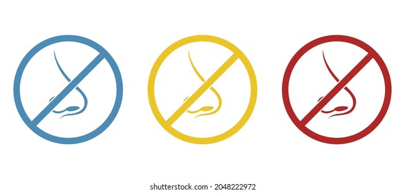 nose icon, no smell, first signs of coronavirus, vector illustration