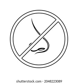 nose icon, no smell, first signs of coronavirus, vector illustration