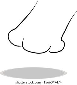 Nose icon on white background, flat design, hand drawing. Illustration part of the face, contour of symbol black
