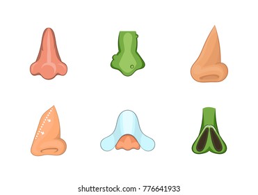 Nose icon set. Cartoon set of nose vector icons for web design isolated on white background