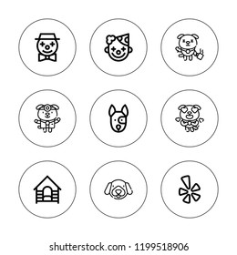 Nose icon set. collection of 9 outline nose icons with clown, dog icons. editable icons.