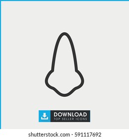nose icon. Simple outline nose vector icon. On white background.