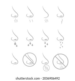nose icon with a smell on a white background, vector illustration