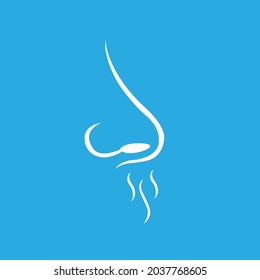 nose icon with a smell on a white background, vector illustration