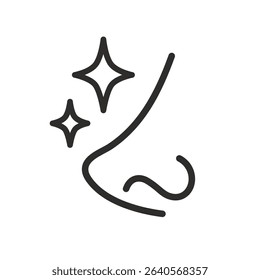 nose icon, smooth and beautiful nose, perfect shape, skin shine, thin line vector illustration eps10