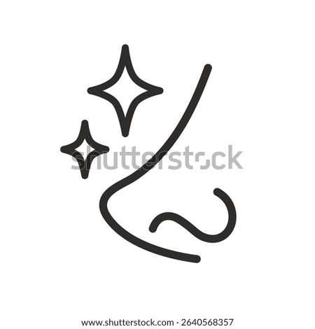 nose icon, smooth and beautiful nose, perfect shape, skin shine, thin line vector illustration eps10