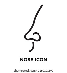 Nose icon vector isolated on white background, Nose transparent sign , line symbol or linear element design in outline style