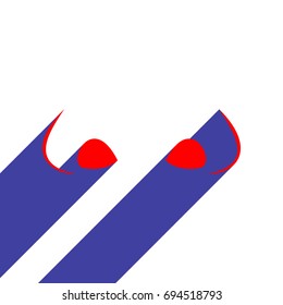 Nose icon. Vector. Red flat style icon with dark blue long shadow on white background.
