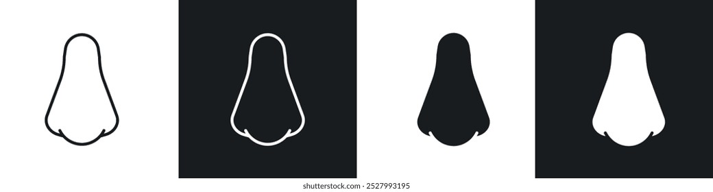 Nose icon vector icon set black filled and outlined style.