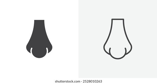 Nose icon vector icon set in black and white color.