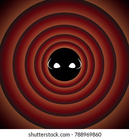Nose icon. Vector. White icon on black circle in gradient rings.