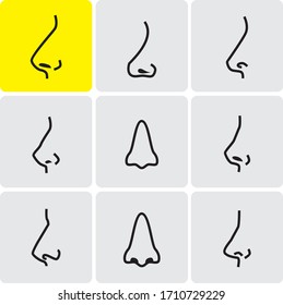 Nose icons simple sketch illustration