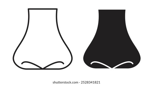 Nose icons. Vector set in filled and line style.