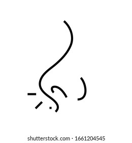 Nose-Krankheit-Symbol, Concept-Zeichen, Umriss-Vektorillustration, Linearsymbol.