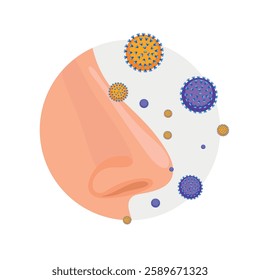 Nose infection virus symptoms. Cold and flu sneeze treatment 