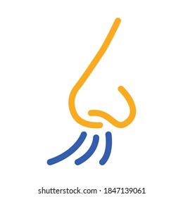 nose inhale icon vector. nose inhale sign. color symbol illustration