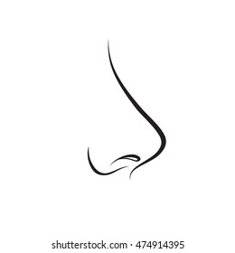 Nose isolated. Human nose icon. Vector engraving illustration on white background for graphic and web design.