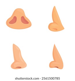 Nose job icons set cartoon vector. Surgical nasal improvement. Medical and beauty