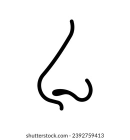 Icono de línea de nariz aislado en fondo blanco.