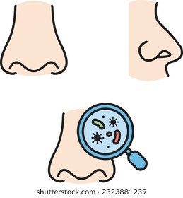 Nose line icon set of vector