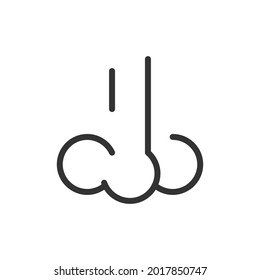 Nose line icon, sign or symbol. Premium pictogram in trendy outline style. Nose pixel perfect vector icon isolated on a white background. 