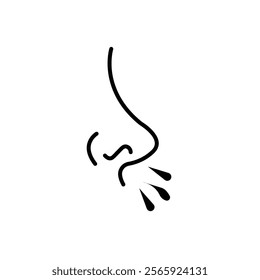 nose line icon, smell sensor, thin line symbol isolated on white background, editable stroke