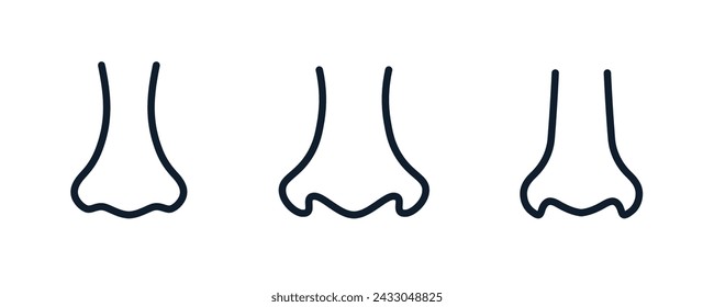 Nose line icon vector illustration. Nose smell human cartoon line icon