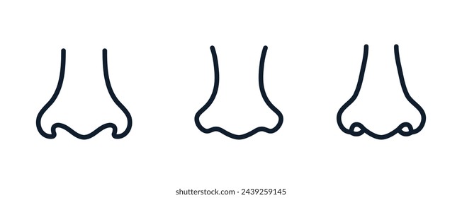 Nose line icon vector illustration. Nose smell human cartoon line icon