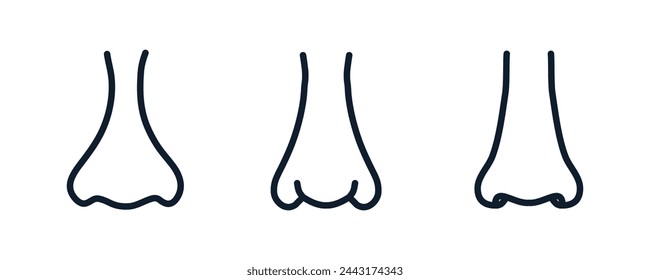 Nose line icon vector illustration. Nose smell human cartoon line icon