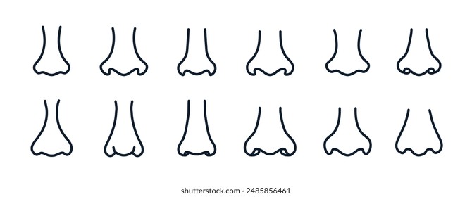 Nose line icon vector illustration. Nose smell human cartoon line icon