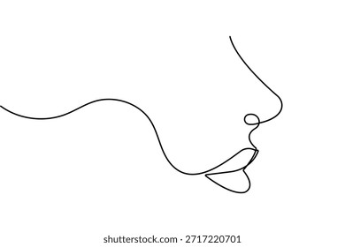 Nariz y labios en una línea continua dibujando Ilustración vectorial minimalista
