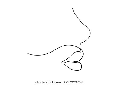 Nariz y labios en una línea continua dibujando Ilustración vectorial minimalista