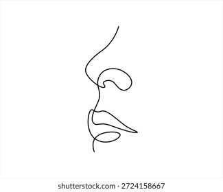 nariz y labios una línea dibujando Ilustración vectorial Imagen
