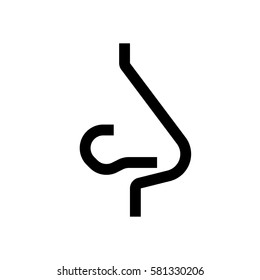 Nose mini line, icon, background and graphic. The icon is black and white, linear  flat, vector, pixel perfect, minimal, suitable for web and print. 
