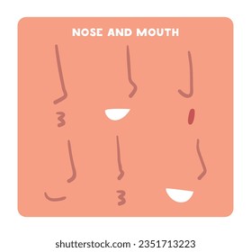 Nose and Mouth as Part of Human Face Vector Set