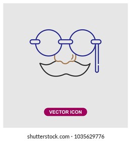 Nose, Mustache and Glasses Vector Icon