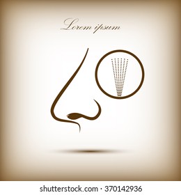 Nose, nasal spray icon , flat design. Vector illustration.