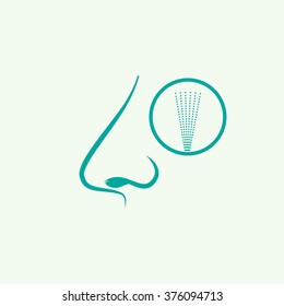 Nose, nasal spray icon , flat design. Vector illustration.