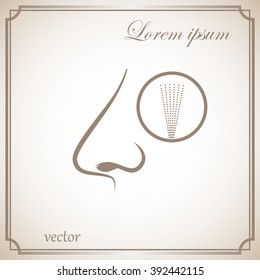 Nose, nasal spray icon , flat design. Vector illustration.