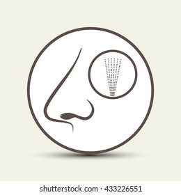 Nose, nasal spray icon , flat design. Vector illustration.