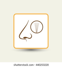 Nose, nasal spray icon , flat design. Vector illustration.