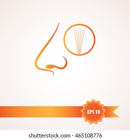 Nose, nasal spray icon , flat design. Vector illustration.