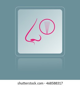 Nose, nasal spray icon , flat design. Vector illustration.