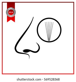 Nose, nasal spray icon , flat design. Vector illustration.