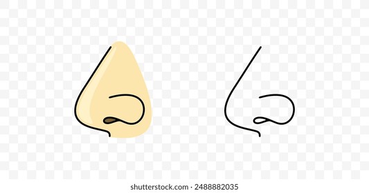 Nose, nostril, respiratory system, graphic design. Sense organs, smell, sense of smell and smelling, vector design and illustration