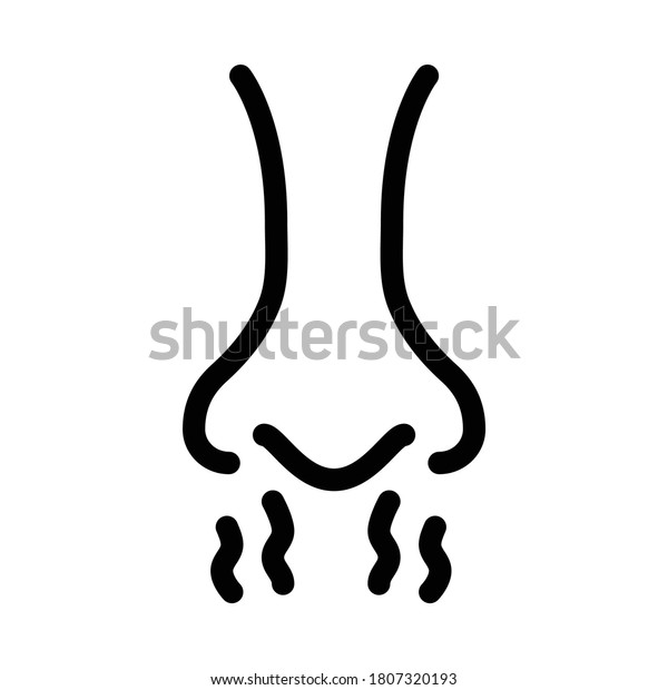 nose odor steam icon vector. nose\
odor steam sign. isolated contour symbol\
illustration