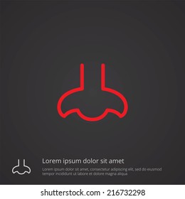 nose outline thin symbol, red on dark background, logo editable, creative template 